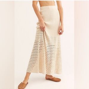 Free people ivory knit crochet skirt.